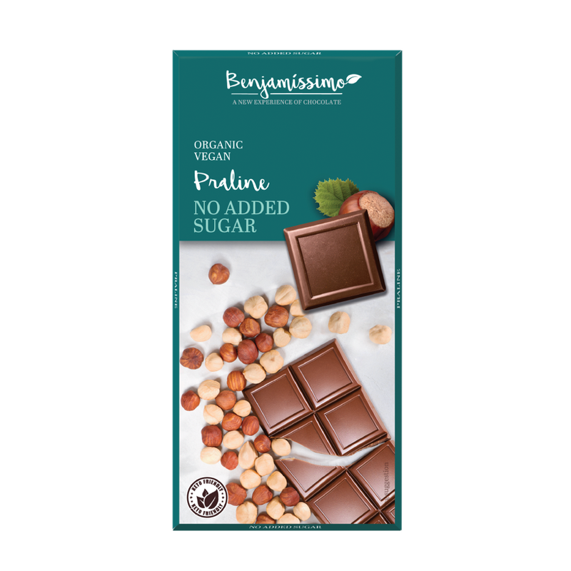 Benjamissimo Bio vegane Schokolade mit Haselnusspaste ohne Zuckerzusatz mit Süßstoff - Produktbild
