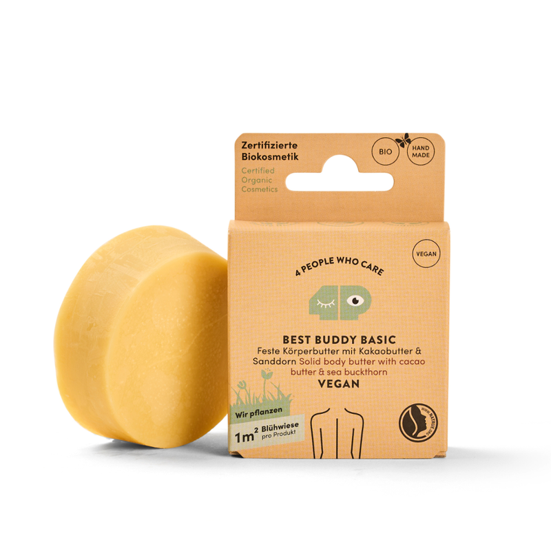 4peoplewhocare Best Buddy Basic Nachfüller - Feste & vegane Körperbutter mit  Bio-Kakao- und Sheabutter & Sanddornöl - zertifizierte Biokosmetik - Produktbild