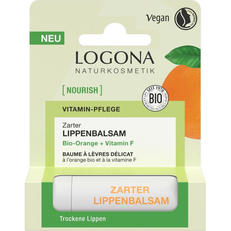 Logona NOURISH Zarter Lippenbalsam Bio-Orange + Vitamin F - Produktbild