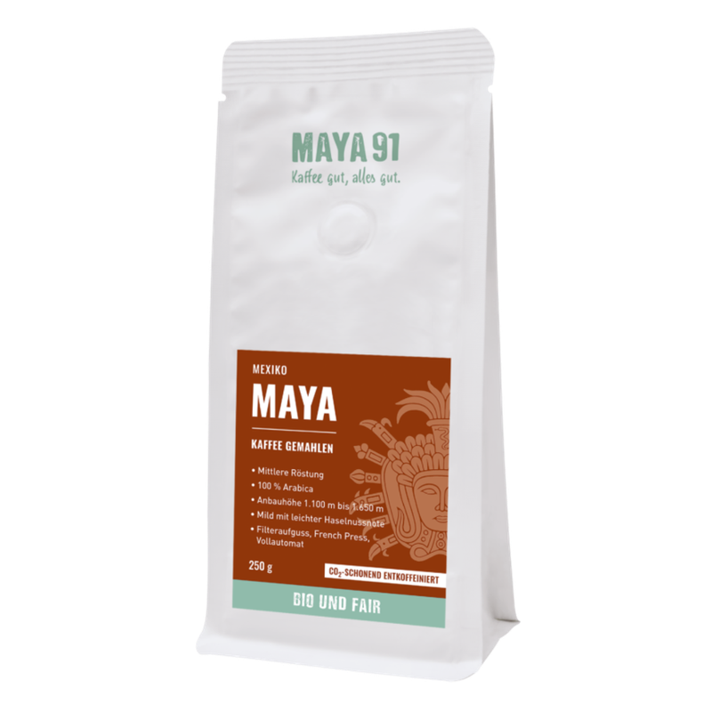 MAYA Kaffee 1991  250g MAYA Kaffee Entkoffeiniert Bohne - Produktbild