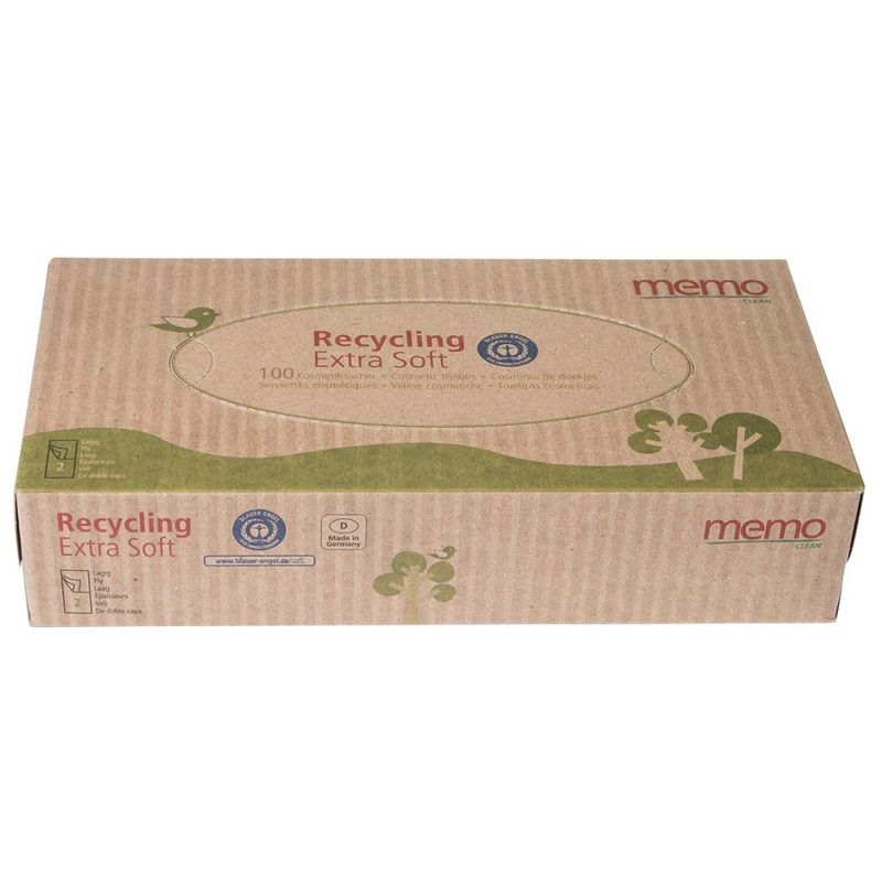 memo memo Kosmetiktücher Recycling Extra Soft 100 Stück, 2-lagig - Produktbild