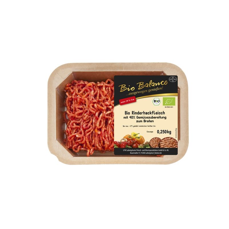 Bio Balance Bio Rinderhackfleischzubereitung mit Bio Gemüsezubereitung, zum Braten - Produktbild