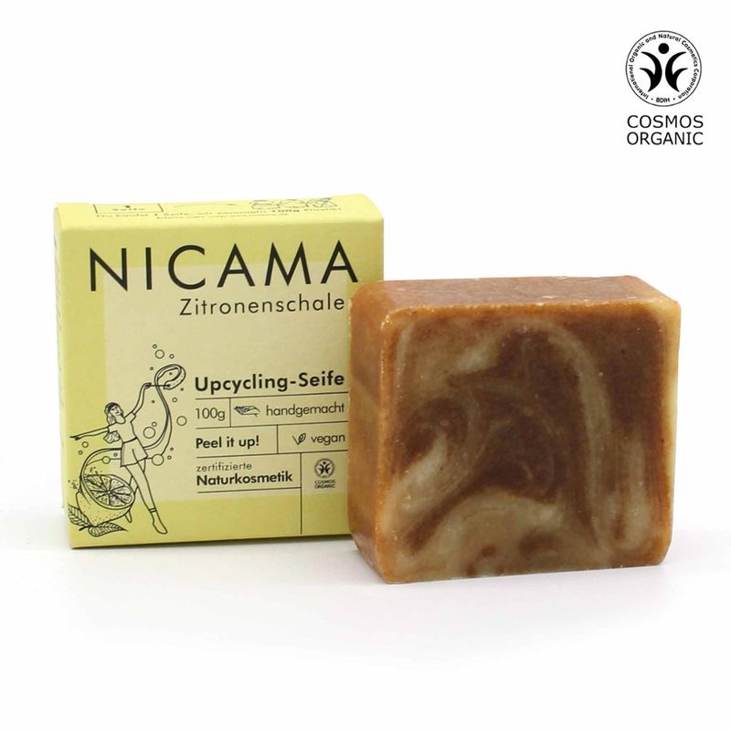 NICAMA NICAMA zertifizierte Bio-Upcyclingseife mit Peelingeffekt - Zitronenschale 100g - Produktbild