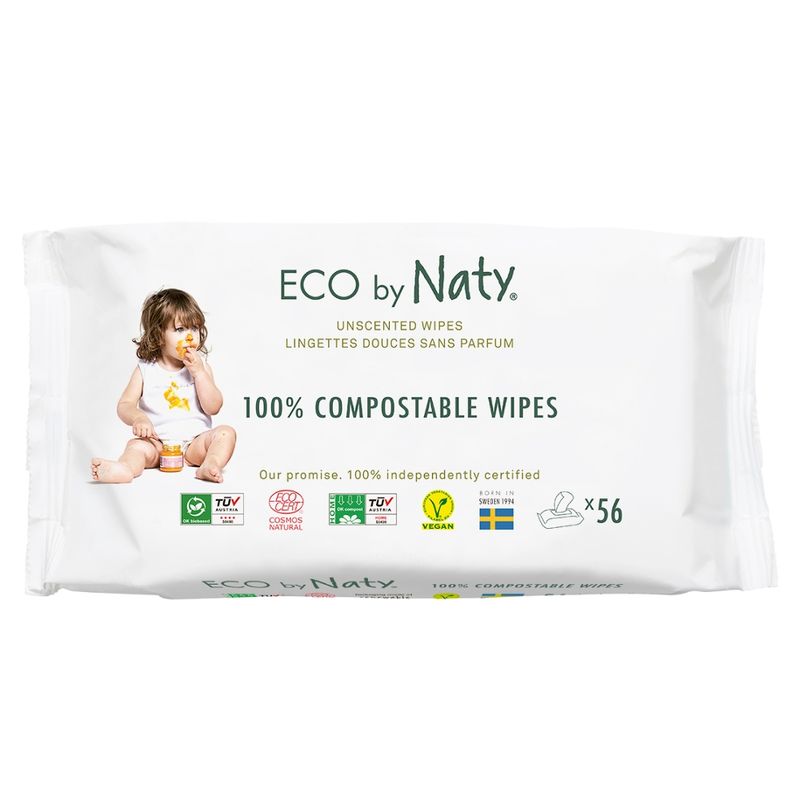 Eco by Naty Eco by Naty Feuchttücher unparfümiert, 56 Stück je Packung - Produktbild