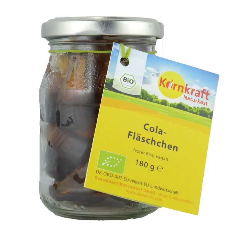 Kornkraft Cola-Fläschchen mit Gummi arabicum, vegan 180 g Pfandglas - Produktbild