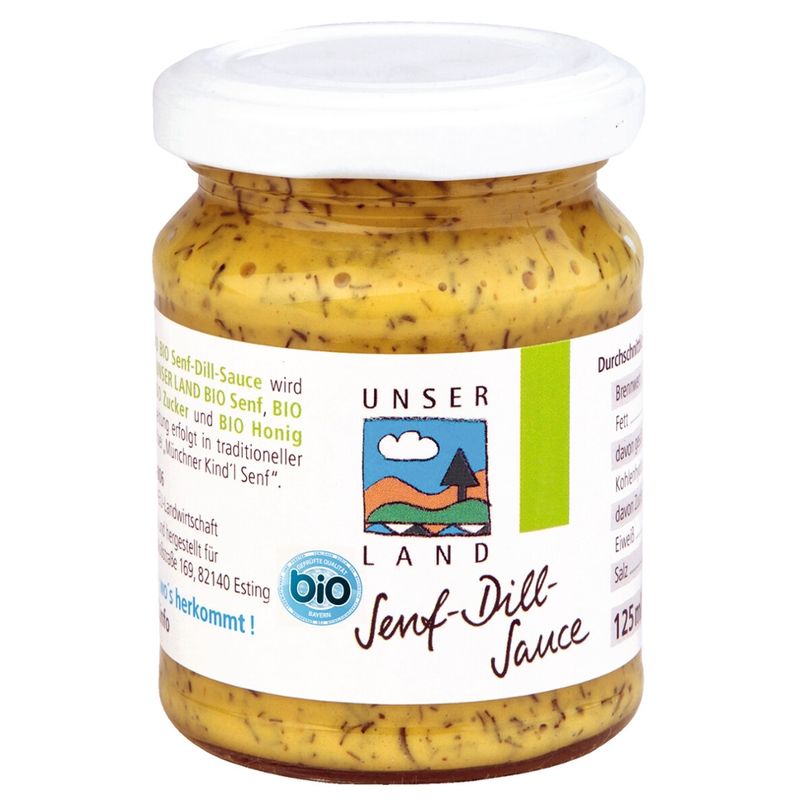 UNSER LAND UNSER LAND Bio Senf-Dill-Sauce, BayBio, 125ml Glas - Produktbild