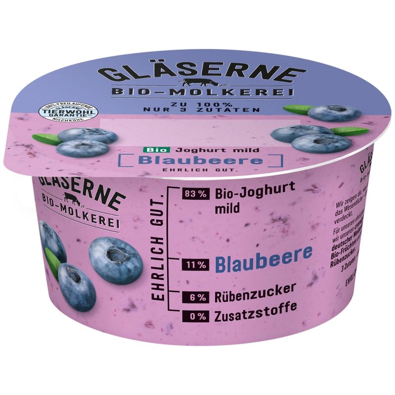 Gläserne Molkerei GM Bio Joghurt Blaubeere 150g - Produktbild