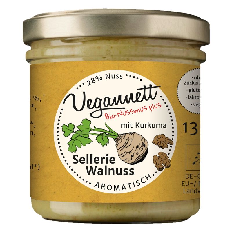 Vegannett Sellerie Walnuss Bioaufstrich mit Kurkuma, vegan - Produktbild