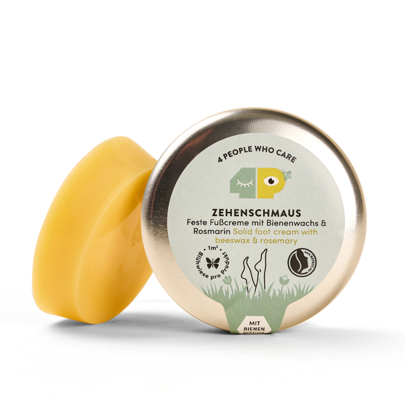 4peoplewhocare Zehenschmaus - Feste Fußcreme mit Bienenwachs in der Dose - Produktbild