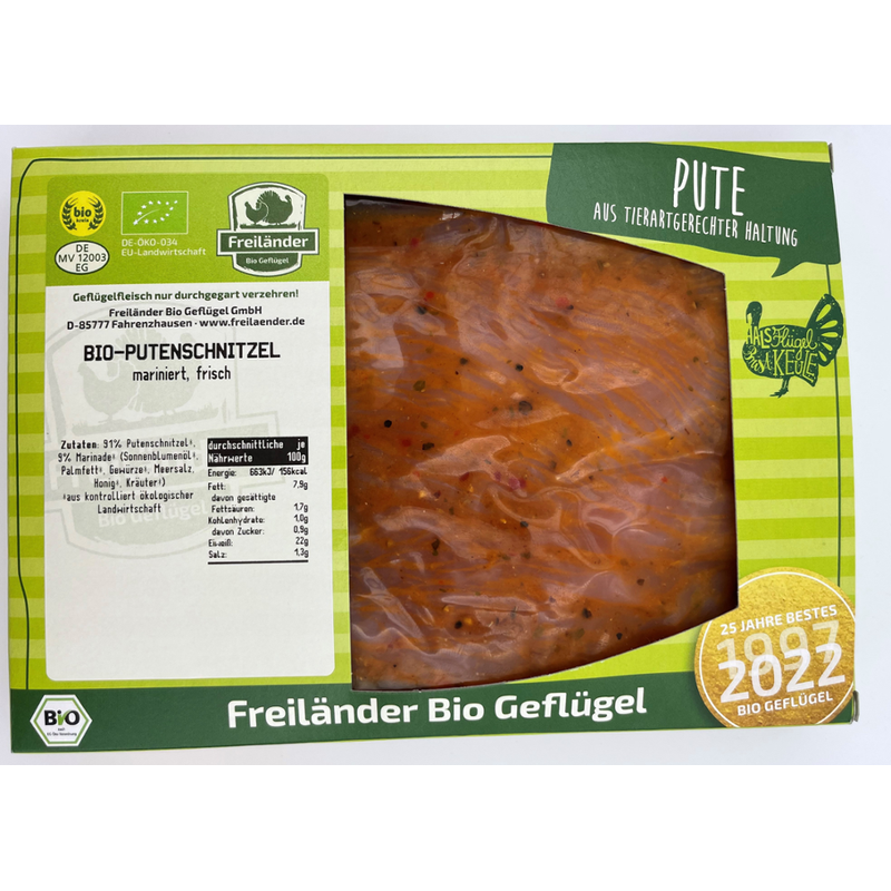 Freiländer Bio Geflügel Putenbrustfilet, mariniert Paprika, frisch, 380 g, vac., Bio, 3er Gebinde - Produktbild