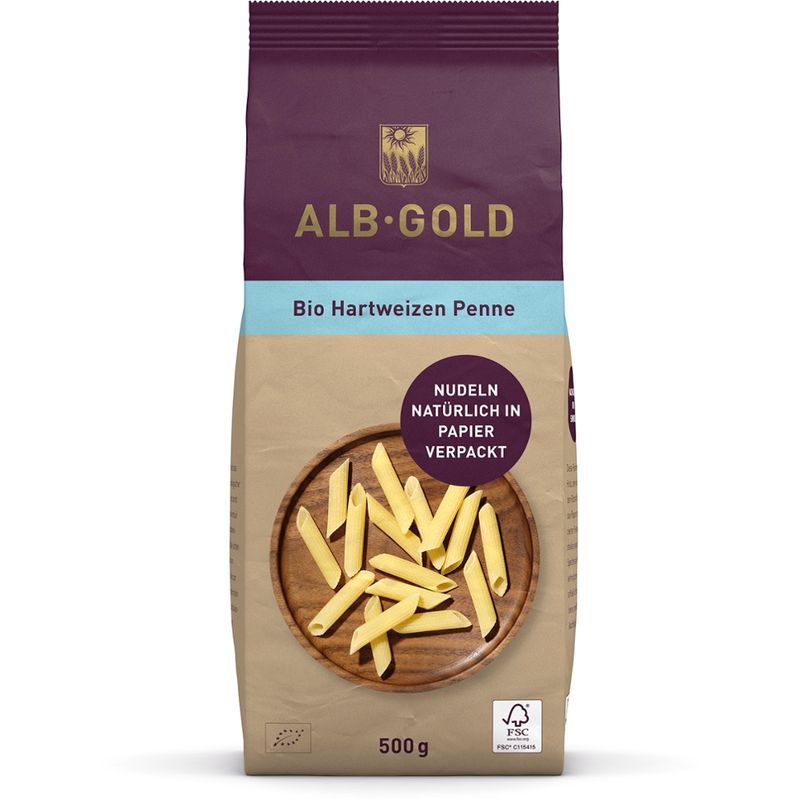 ALB-GOLD AG Bio Hartweizen Penne (Papier) 500g - Produktbild