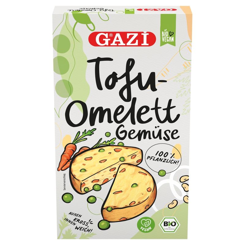 GAZi BIO GAZi VEGAN Bio-Tofu-Omelett Gemüse 6x180g - je 2x90g separat verpack - Produktbild