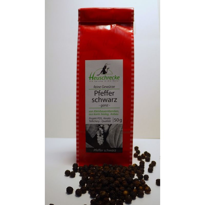 Heuschrecke Pfeffer schwarz, ganz, Tellicherry, kbA - Produktbild