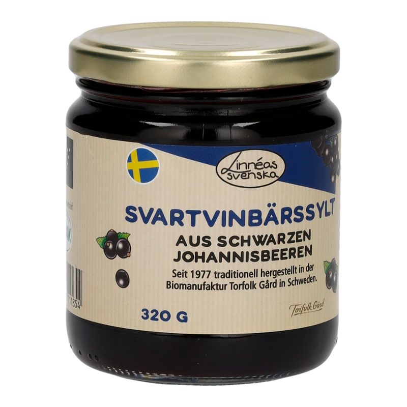 Linnéas Svenska Svartvinbärssylt, Fruchtaufstrich aus Schwarze Johannisbeeren, kbA - Produktbild