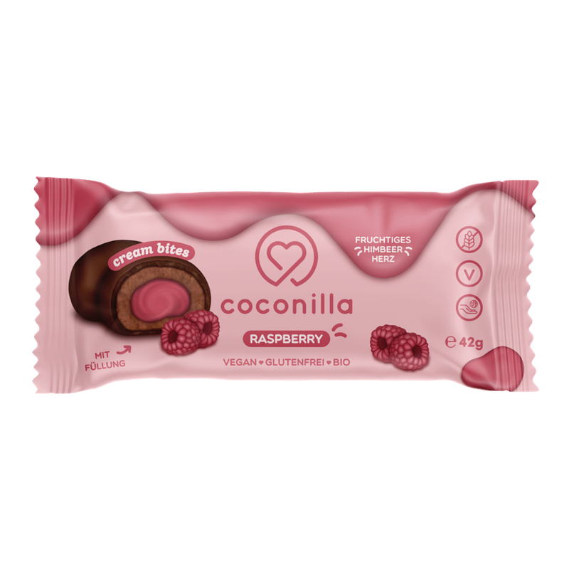 coconilla Gefüllte Bliss Balls umzogen mit Schokolade - Cream Bites Raspberry - Produktbild