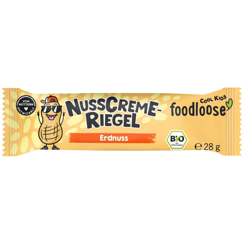 foodloose COOL KIDS Bio-Nusscreme-Riegel Erdnuss, vegan, glutenfrei, laktosefrei - Produktbild