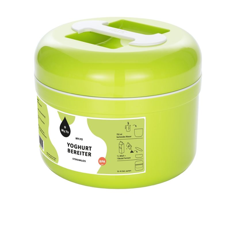 My.Yo Stromloser Joghurtbereiter für die kinderleichte Zubereitung von 1 Liter Joghurt. Bereiter kann zusätzlich zum Warmhalten / Kühlhalten von Speisen verwendet werden. - Produktbild