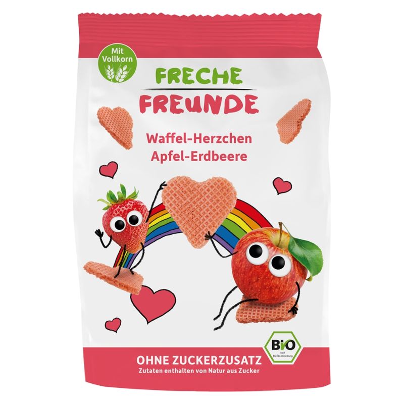 Freche Freunde FF Bio Waffel-Herzchen Apfel-Erdbeere 25g - Produktbild