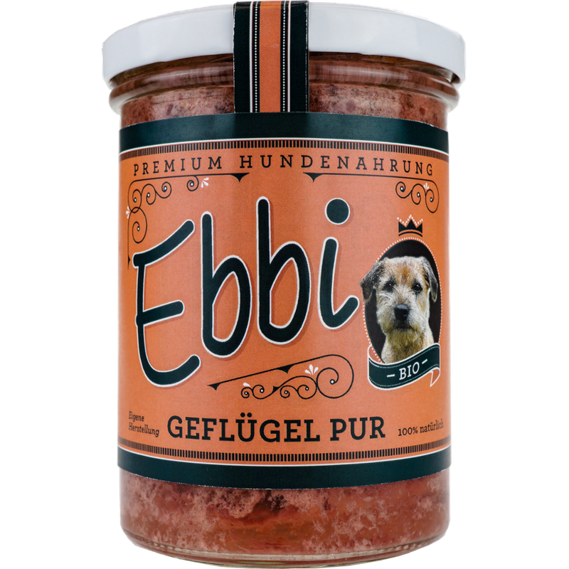 Wuff & Mau Heimtiernahrung  Ebbi Bio Geflügel Pur Hundefutter im Glas - Produktbild