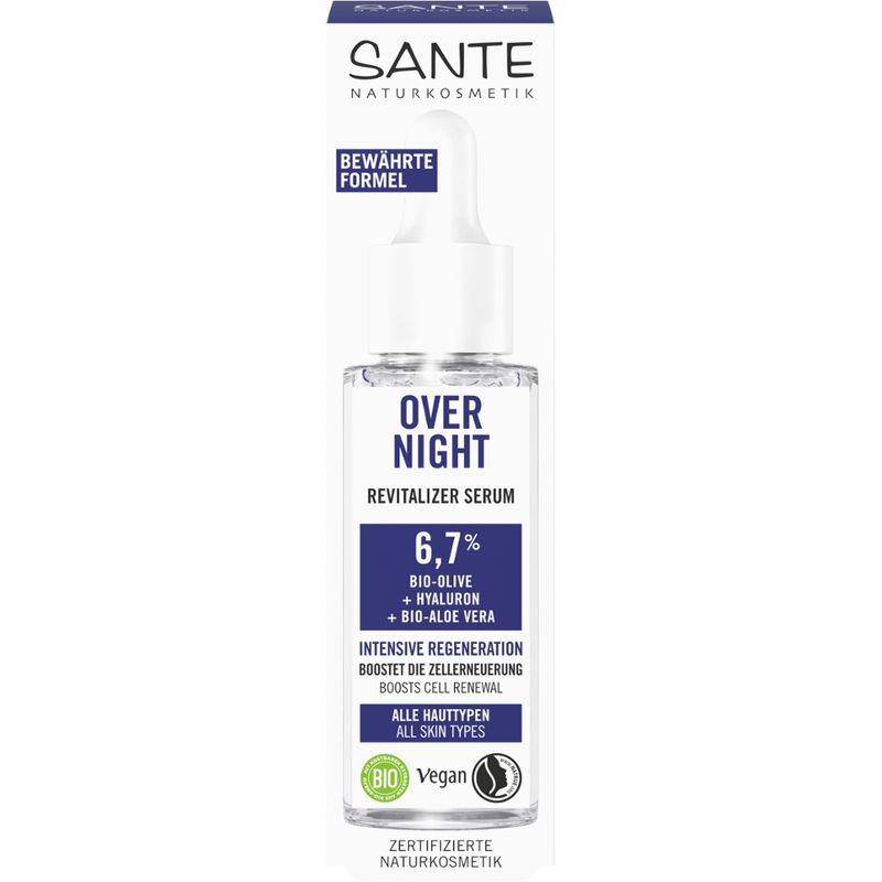 Sante Overnight Revitalizer Serum mit Bio-Olive, Hyaluron & Bio-Aloe Vera - Produktbild