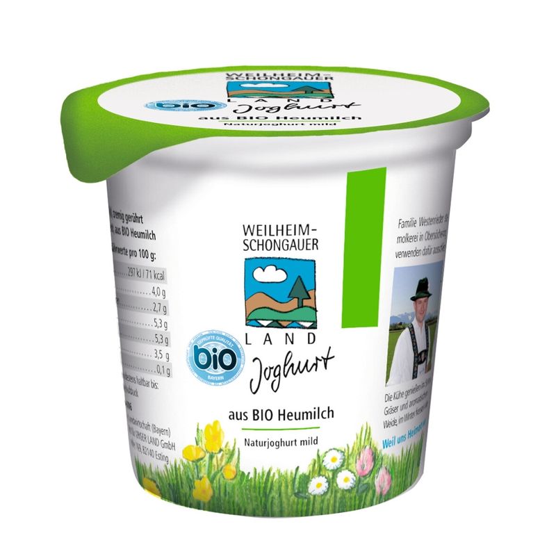 UNSER LAND UNSER LAND Bio Heumilch-Joghurt natur, BayBio, 150g Becher - Produktbild