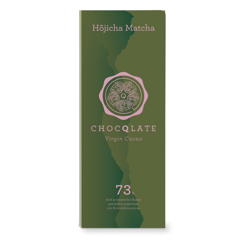 ChocQlate Virgin Cacao Schokolade Houjicha Matcha, 73% Kakao, 75g - Produktbild