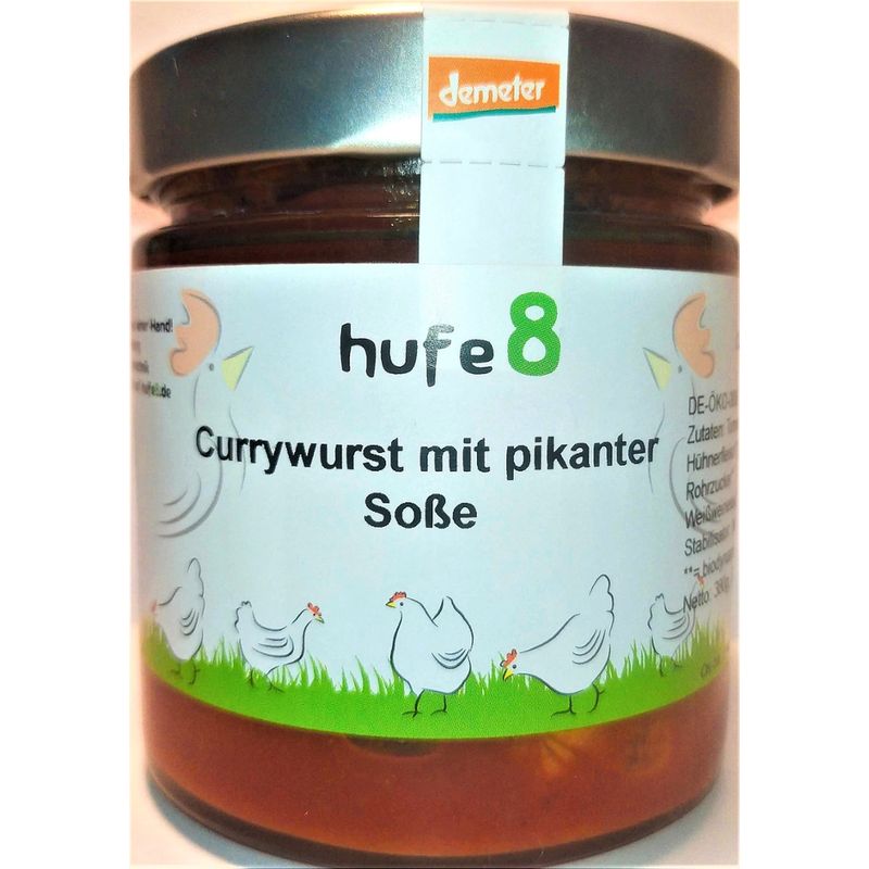 hufe8 Bio Demeter Currywurst mit Soße , Glas, 380ml - Produktbild