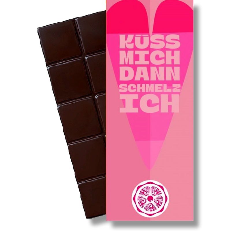 ChocQlate SweetGreets Schokolade "Küss mich dann schmelz ich", 50% Kakao, 70g - Produktbild