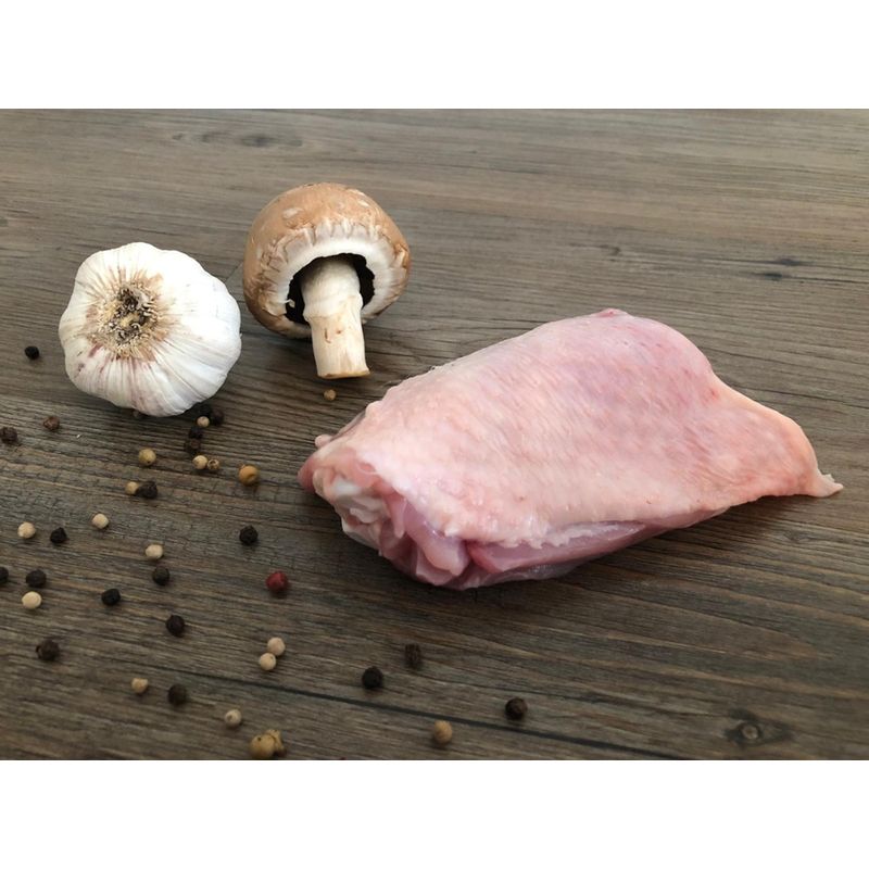 Freiländer Bio Geflügel Hähnchenoberkeule mit Haut, mit Knochen, Tk, vac., 2,5kg, 4er Gebinde - Produktbild