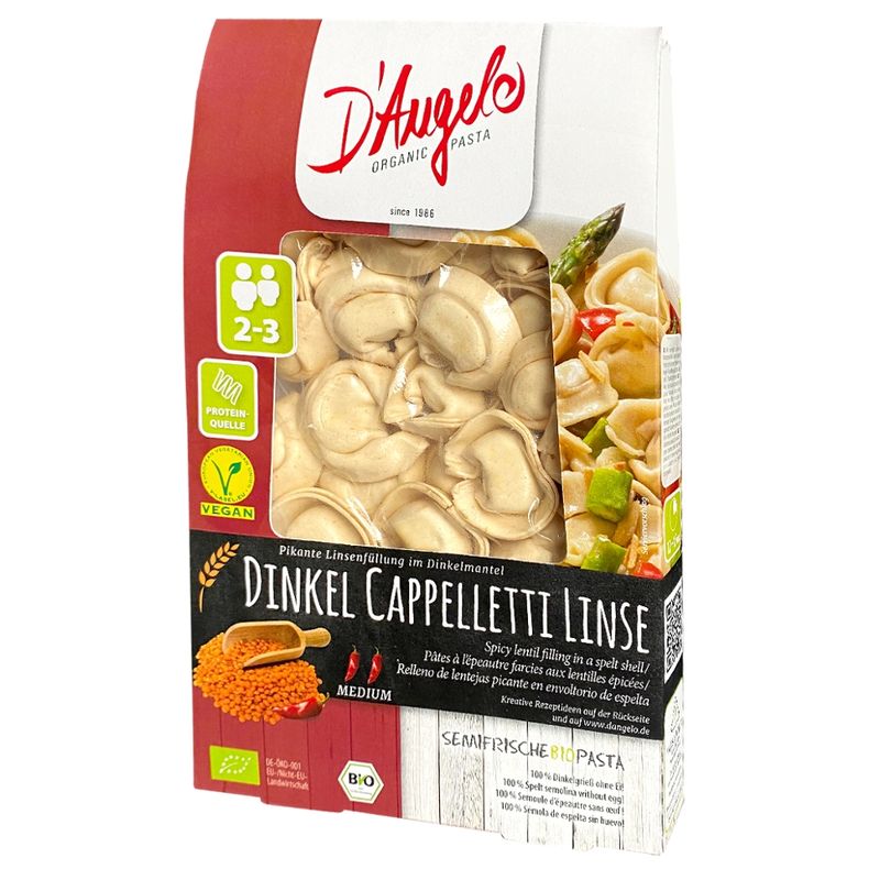 D´Angelo Dinkel Cappelletti Linse, Teigware mit Pikanter Linsenfüllung im Dinkelmantel - Produktbild