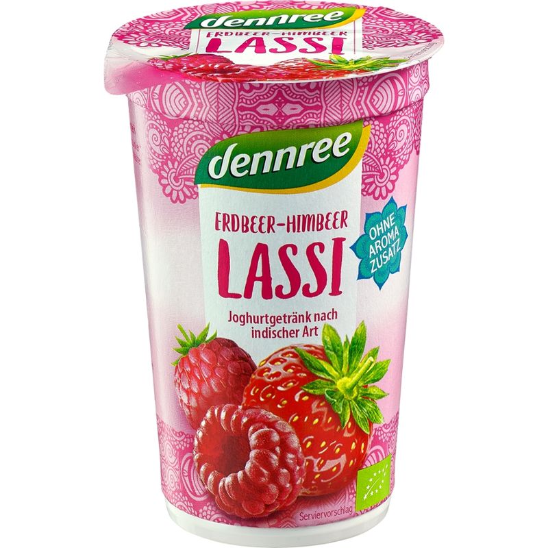 dennree Erdbeer-Himbeer Lassi, Joghurtgetränk nach indischer Art - Produktbild