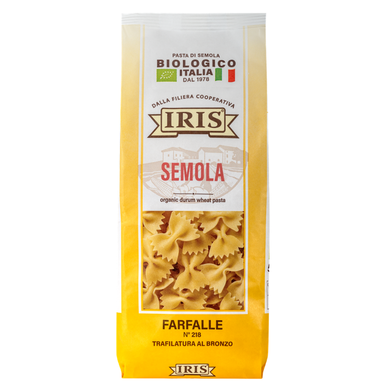 IRIS  Farfalle hell aus ökologischem Hartweizengrieß 500 g von der IRIS Landwirtschaftskette 100% italienisch - Produktbild
