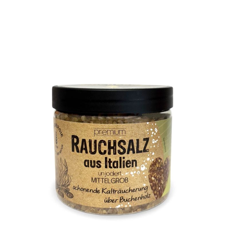 BIOENERGIE RAUCHSALZ aus Italien, premium, unjodiert, über Buchholz fein kaltgeräuchert, frei von künstlichen Raucharomen, Dose mit 50% PCR-Anteil (recycelt) - Produktbild
