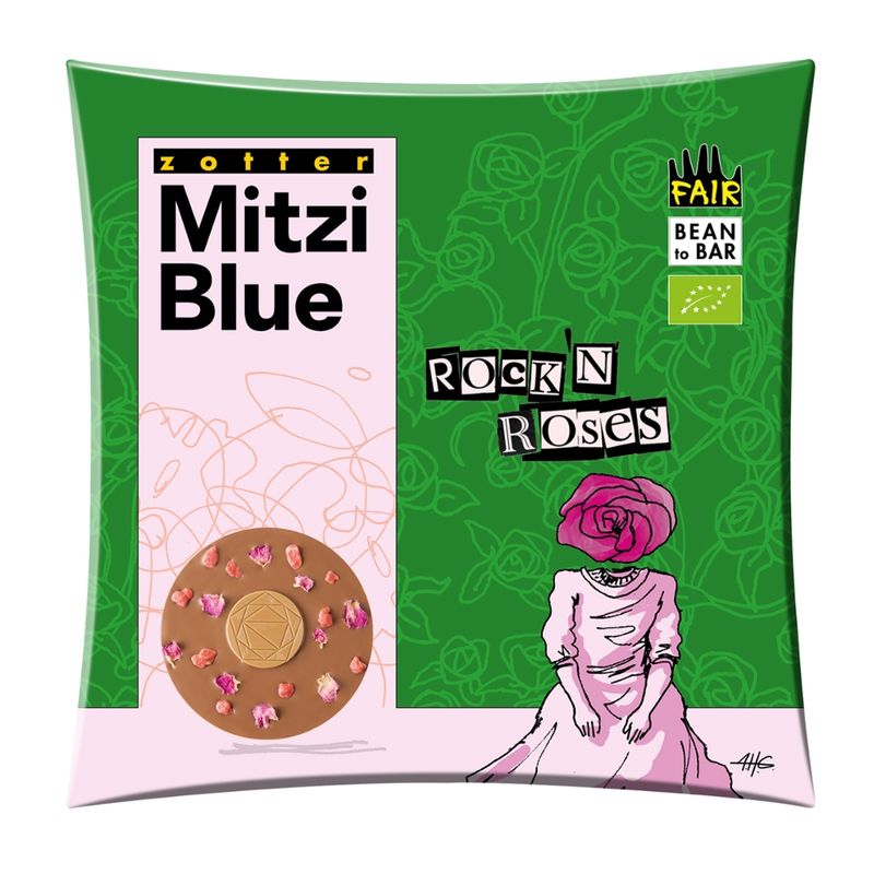 Zotter Schokolade Rock ´n´ Roses • Milchschoko + Nougat + Mandeln +Rosen - Produktbild