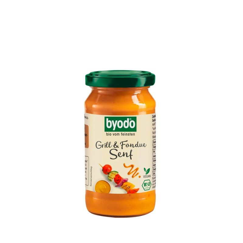 Byodo Byodo Grill & Fondue Senf, 200 ml - würzige Senfsauce mit Paprika und Gemüse - Produktbild