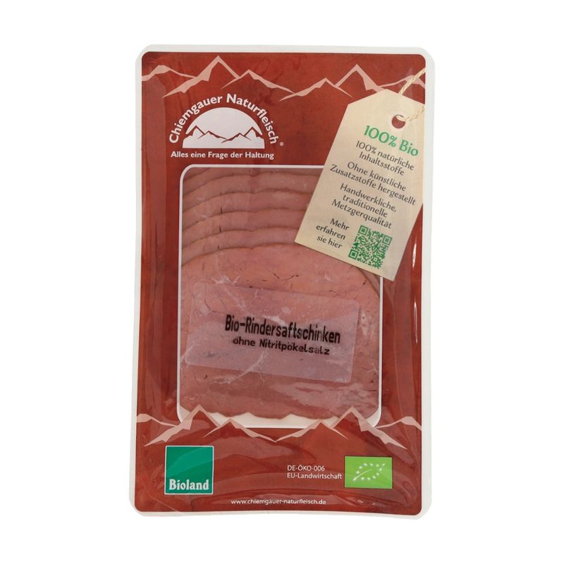 Chiemgauer Naturfleisch Bio-Rindersaftschinken, geschn., 70g, SB, kbA - Produktbild