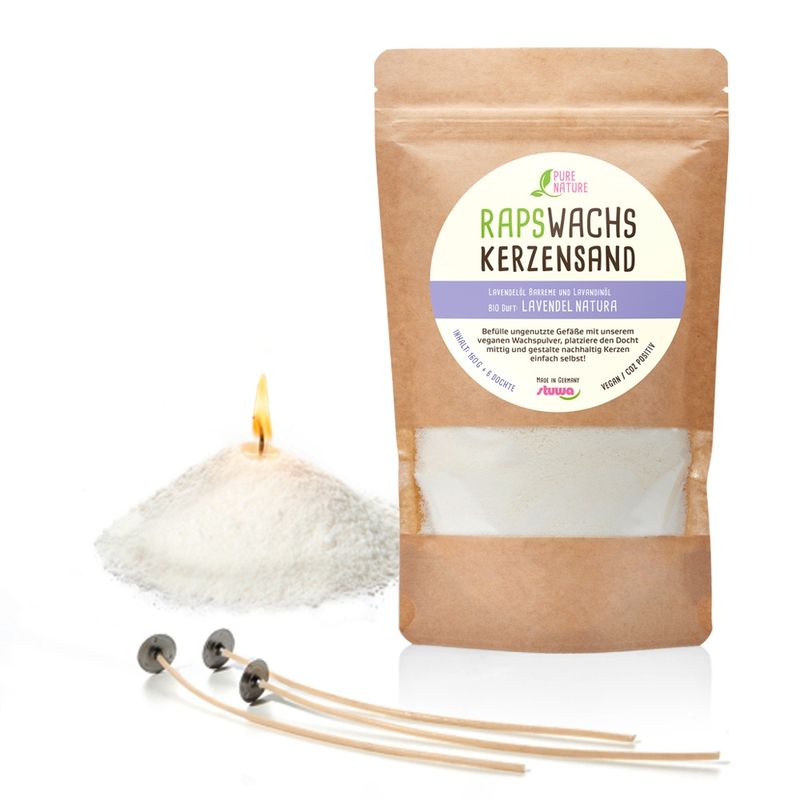 stuwa Rapswachs Kerzensand mit Lavendel Natura Duft 160g Beutel / Vegan - Produktbild