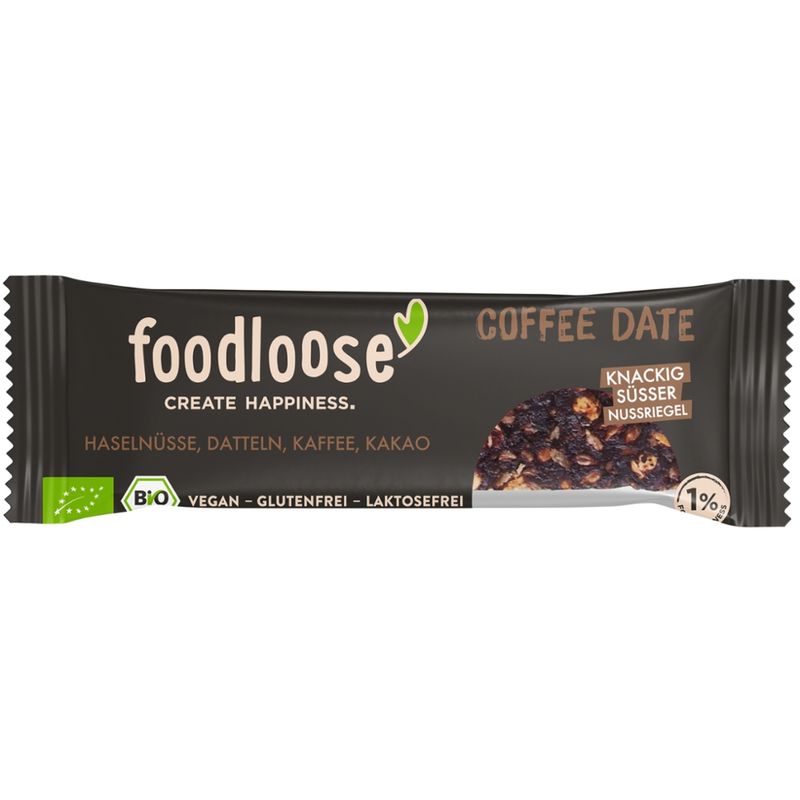 foodloose Bio-Nussriegel Coffee Date, vegan, glutenfrei, laktosefrei - Produktbild