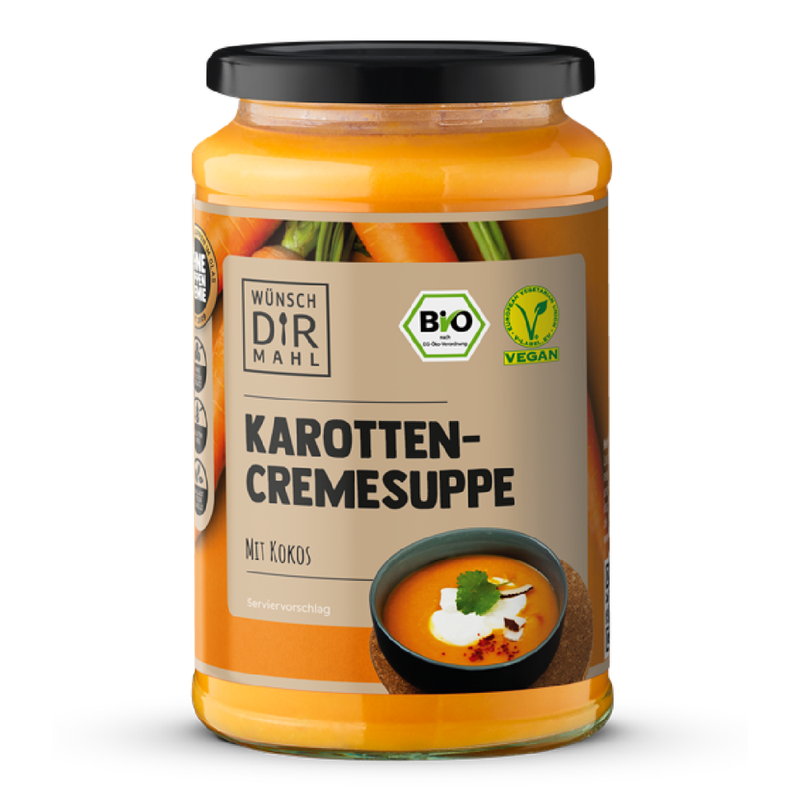 Wünsch Dir Mahl Karottencremesuppe mit Kokos 380ml Bio & vegan - Produktbild