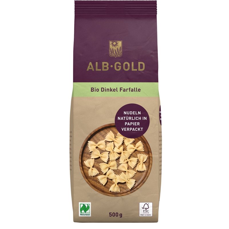 ALB-GOLD AG Bio Dinkel Farfalle (Papier) 500g - Produktbild