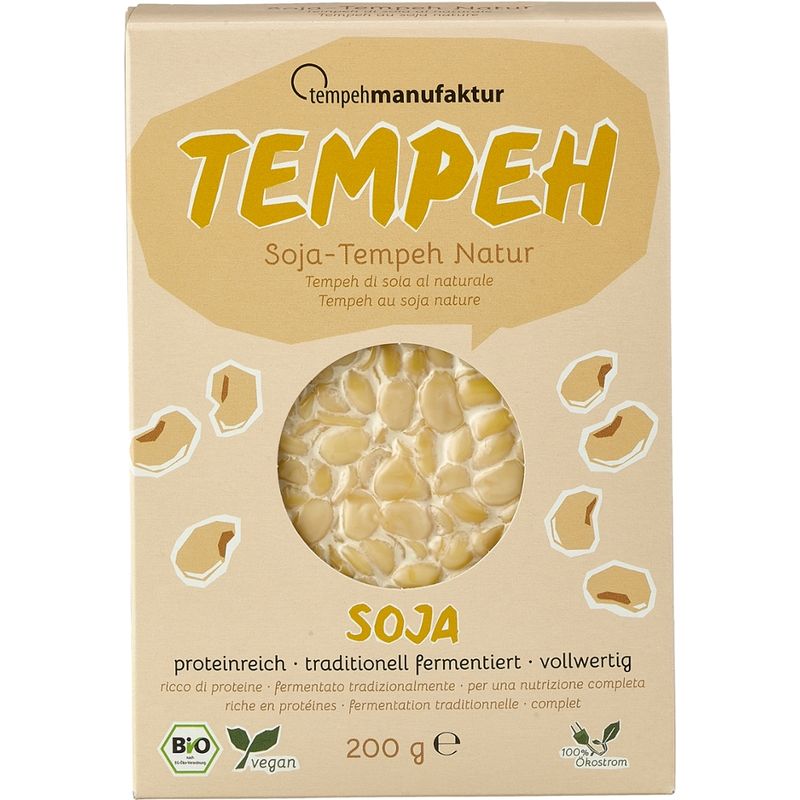 tempehmanufaktur  Tempeh Natur, Haltbar - aus regional angebauten Bio-Sojabohnen - Produktbild