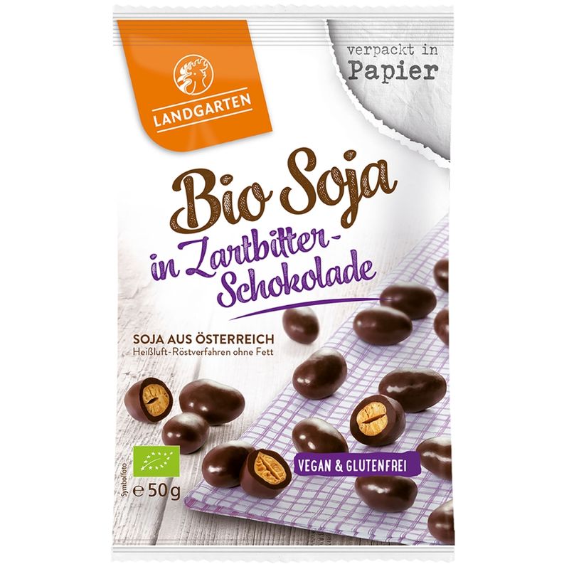 Landgarten Bio Soja in Zartbitter-Schokolade 50g - Produktbild