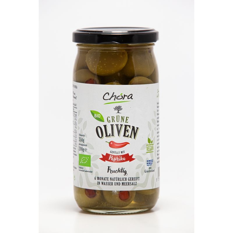 Chora Grüne Oliven gefüllt mit Paprika - Produktbild