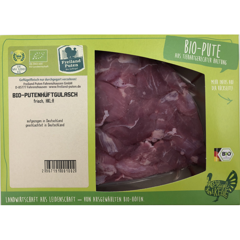 Freiländer Bio Geflügel Puteoberkeulentgulasch, Bio, frisch, frisch, 350 vac., 3er Gebinde - Produktbild