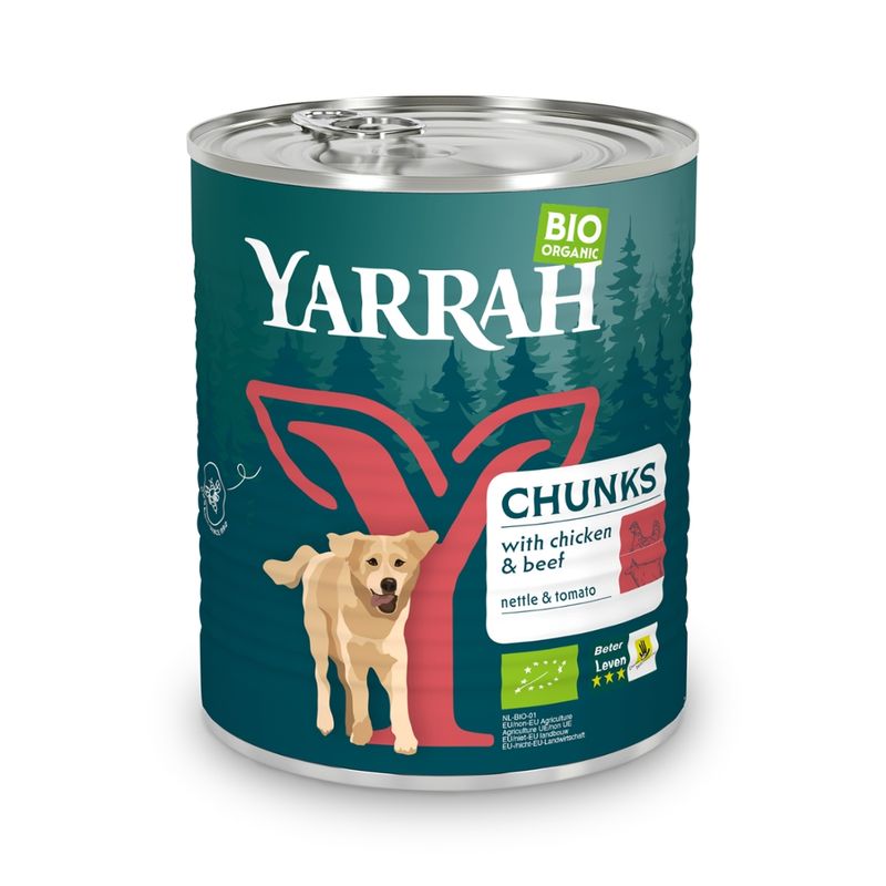 Yarrah Organic Petfood Yarrah Bio Hund Dose Bröckchen getreidefrei Huhn mit Rind - Produktbild