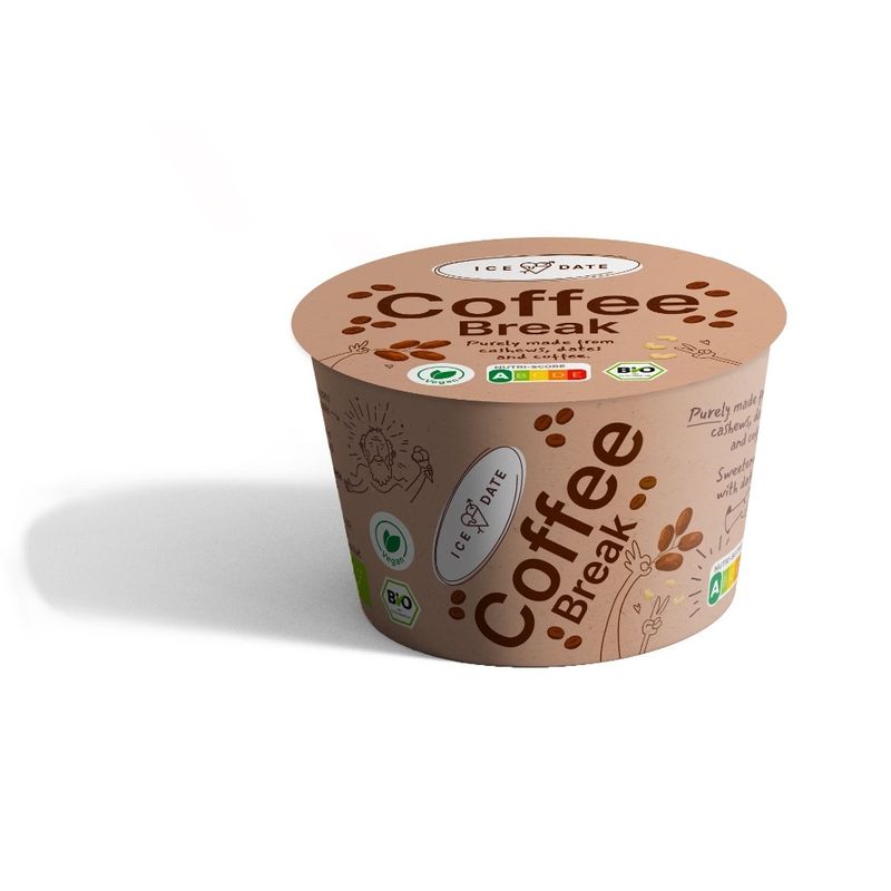 iceDate iceDate Bio-Coffee Break-Eis, vegan, laktosefrei, glutenfrei, mit Datteln gesüßt, Nutri-Score “A" 120ml - Produktbild