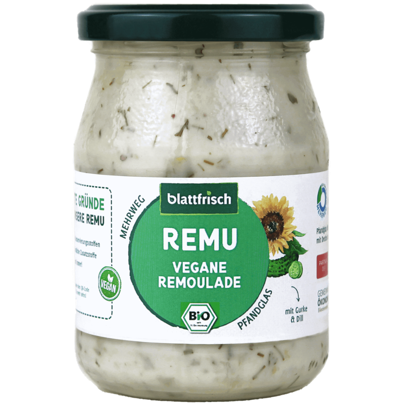 blattfrisch  REMU - vegane Remoulade mit Sonnenblumenöl, Gurken und Dill Glas 250 ml - Produktbild