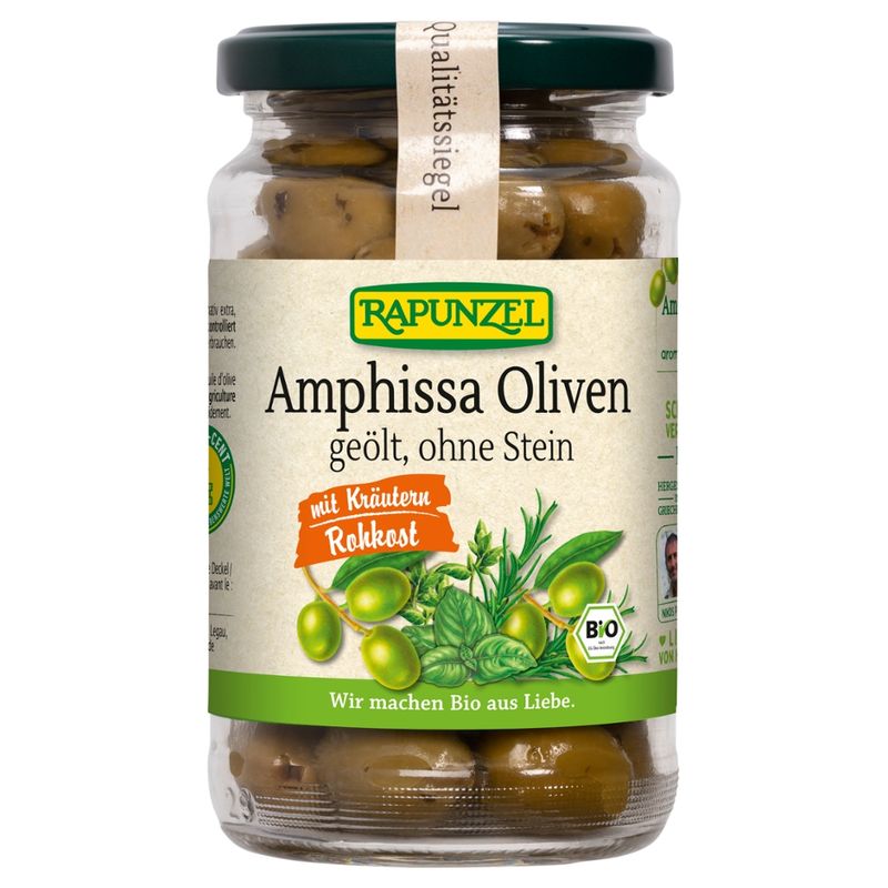 Rapunzel Oliven Amphissa mit Kräutern, ohne Stein geölt - Produktbild