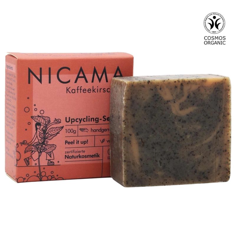 NICAMA NICAMA zertifizierte Bio-Upcyclingseife mit Peelingeffekt - Kaffeekirsche 100g - Produktbild