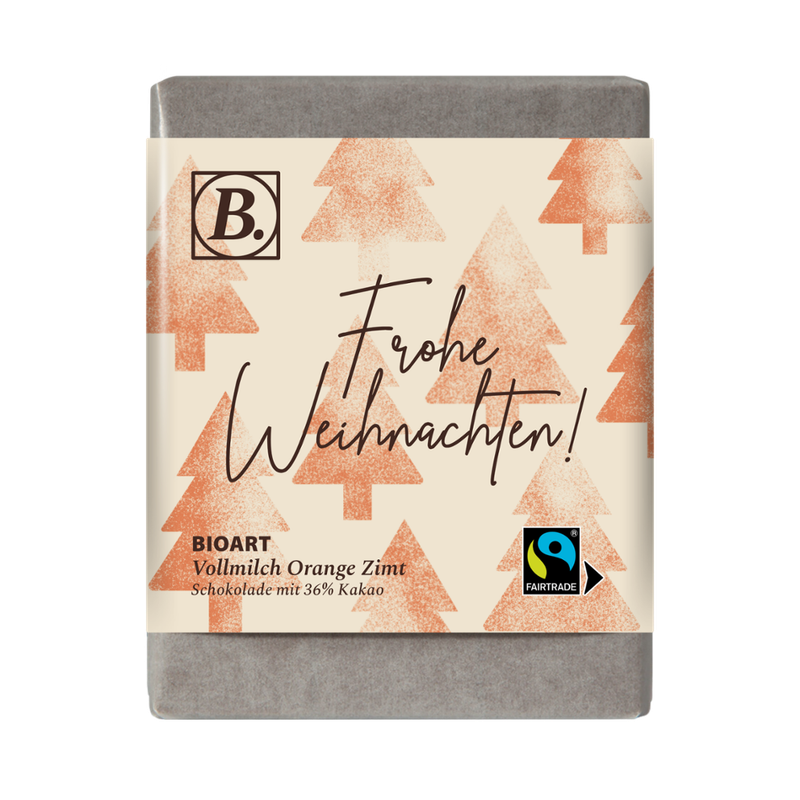 BioArt AG B. Schokolade Frohe Weihnachten 70g bio, FT-Cert - Produktbild